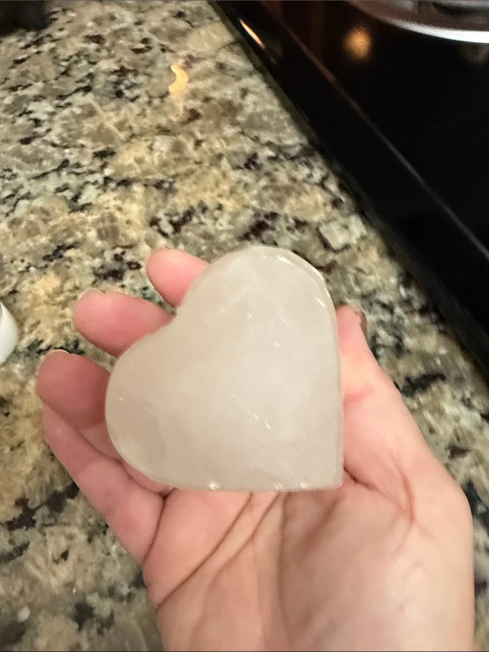 Heart Shaped White Selenite Tea Light Candle Holder